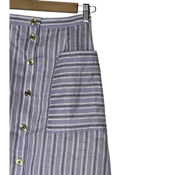 Sandro Midi Skirt Womens Size‎ 34 Linen Blend Ruffle Cóctel Designer Lined New - Picture 12 of 16